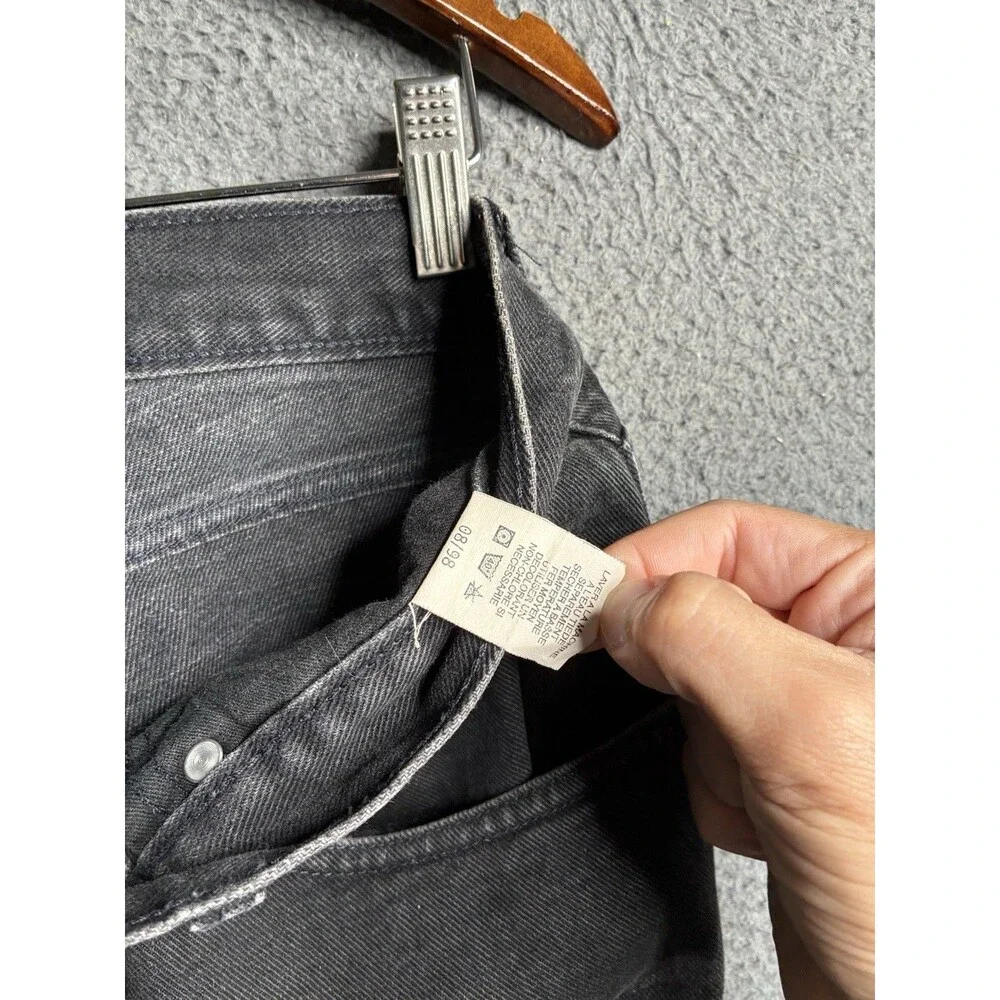 Vtg 90s Tommy Hilfiger Mens 34x29 Baggy Denim Jeans Black Whiskered Flag
